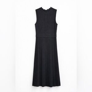 The Kooples “Romantic Net Stitches” black knit dress in size M